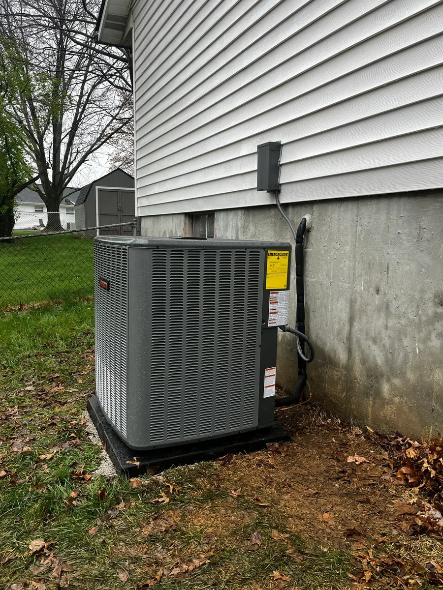 Completed air conditioner replacement beside the same foundation and electrical disconnect in St. Peters.